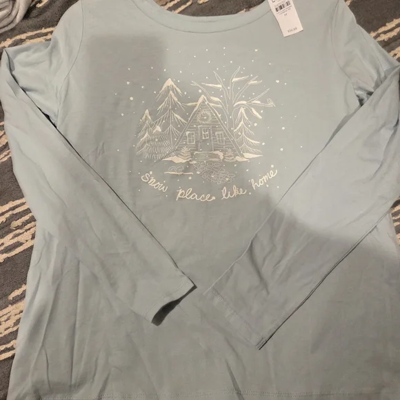 LOFT Light Blue Tee with Floral Design - Picture 3 of 3